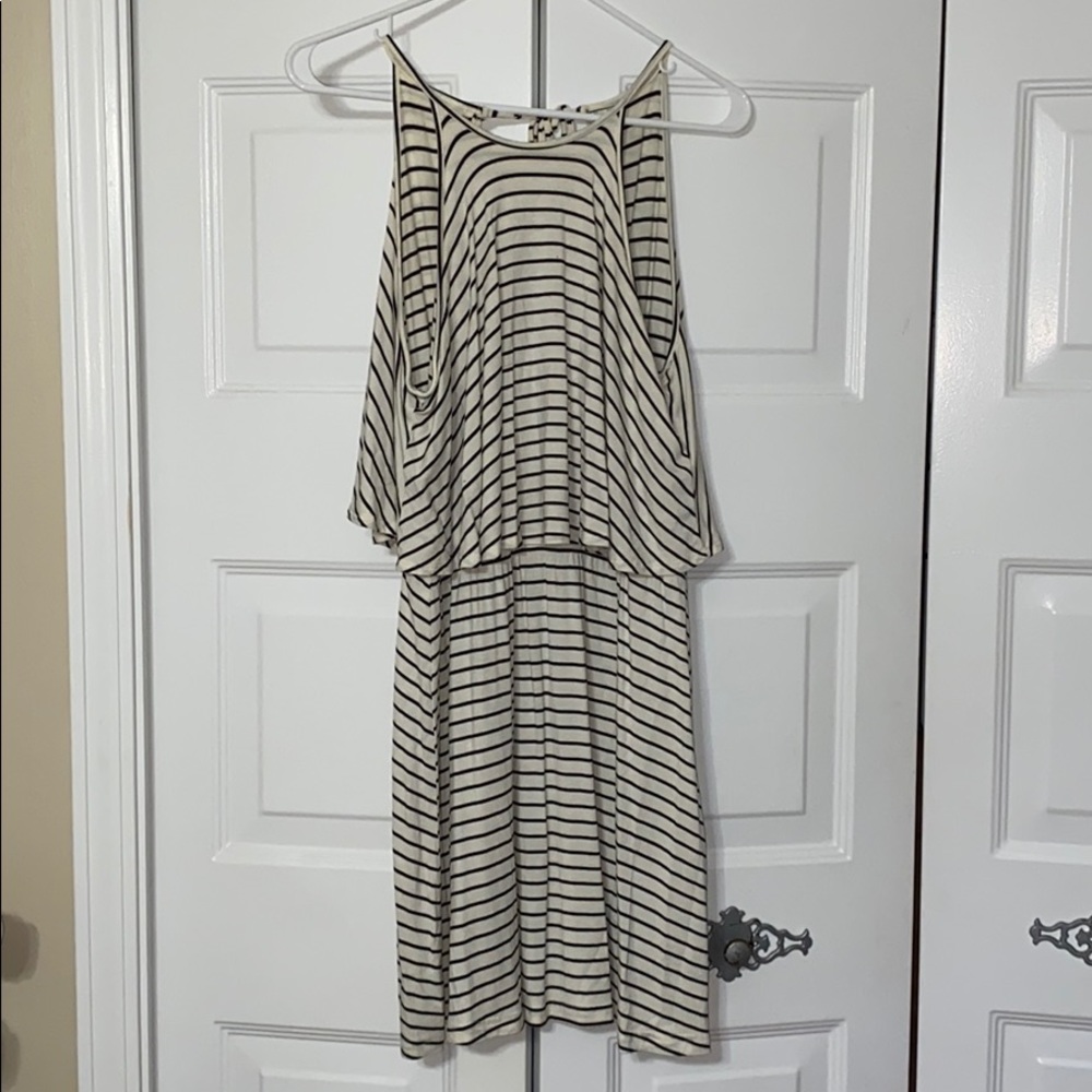 Black and white striped dress